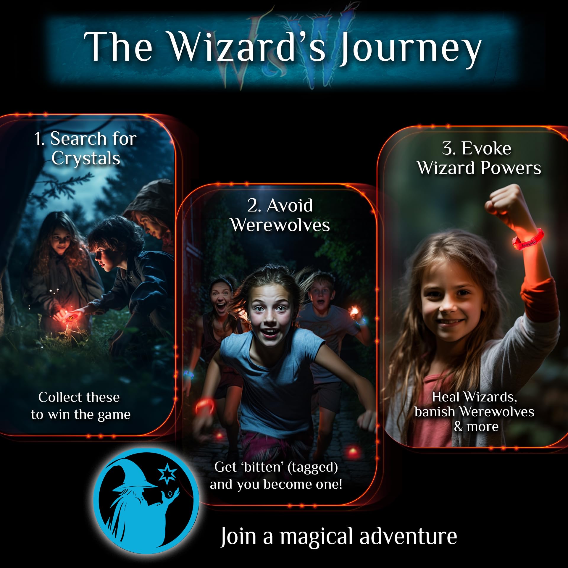 A Magical Glow-in-the-Dark Outdoor Game: Wizards & Werewolves: | 4-10 Players | Camping Games | Scavenger Hunt | Outdoor Toys for Kids 8-12+ | Teen