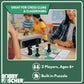 Bobby Fischer Tic Tac Chec, 2-Player Chess Strategy Game, Tic Tac Toe & Chess Combination Game, 4x4 Board with Illustrated Move Guide