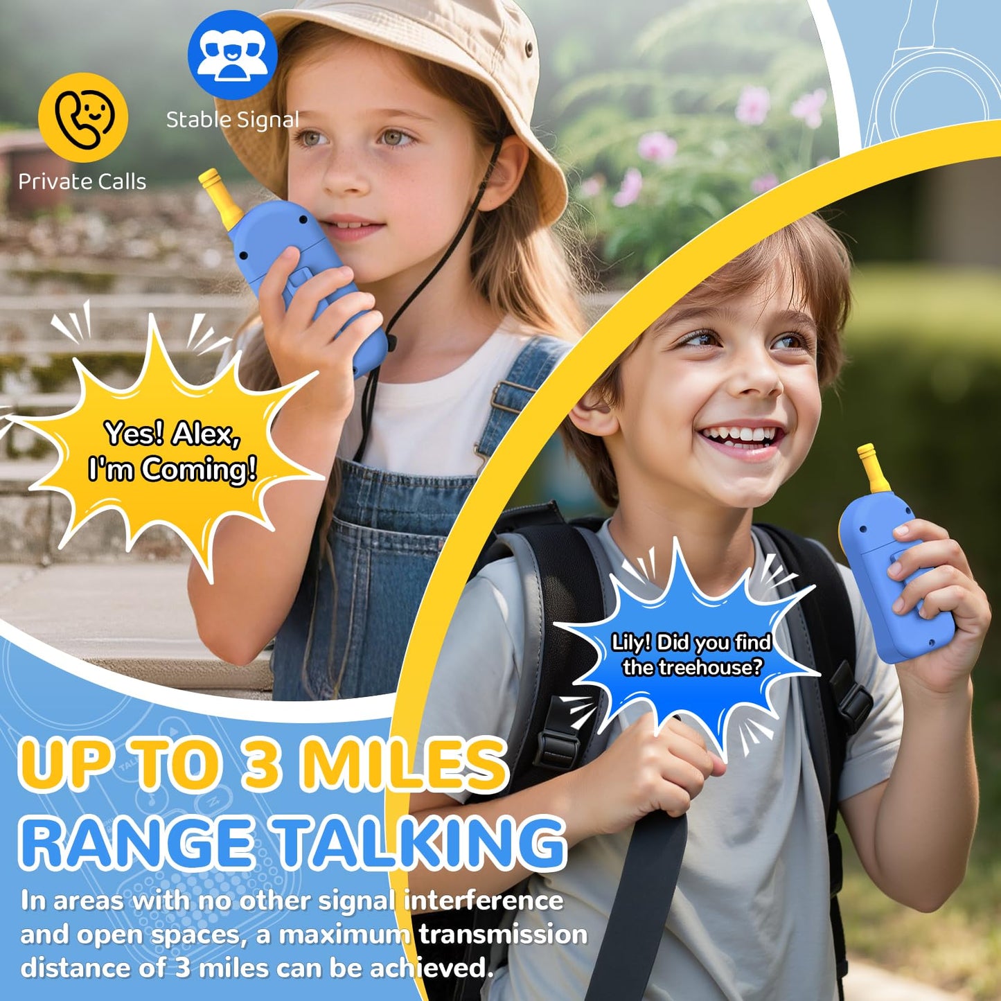 Ptnerbeh Walkie Talkies for Kids Toys: Toys for 3-12 Year Old Boys Girls - 22 Channels 2 Way Radio Toy with Backlit LCD Flashlight - 3 Miles Range for
