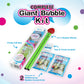 WOWmazing Giant Bubble Wands Kit: (4-Piece Set) | Incl. Wand, Big Bubble Concentrate and Tips & Trick Booklet | Outdoor Toy for Kids, Boys, Girls |