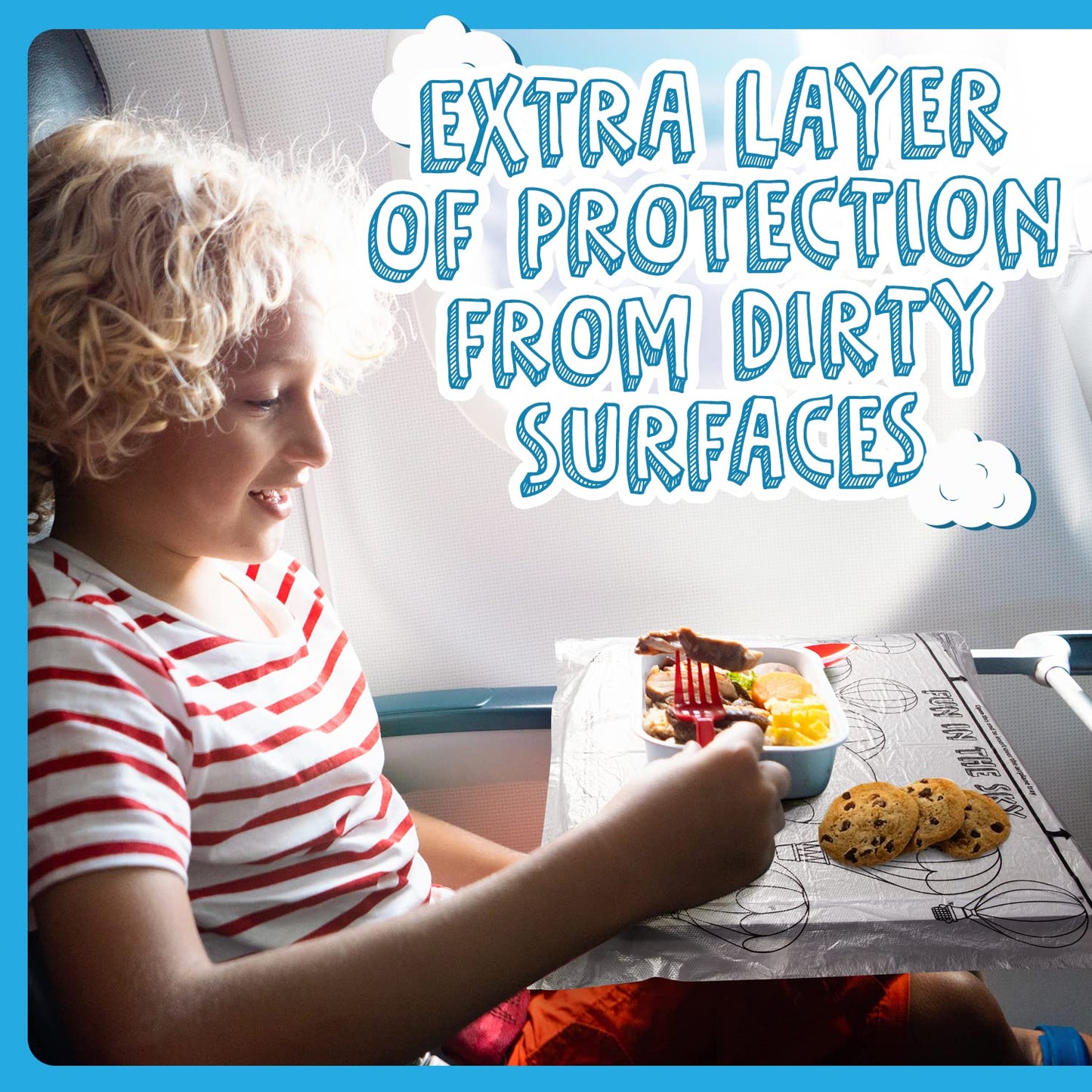 Impresa Disposable Airplane Table Cover - Pack of 24, 18 x 14.5 in - Hygienic Barrier & Tray Table Covers - Creative Mat & Airplane Travel Essentials