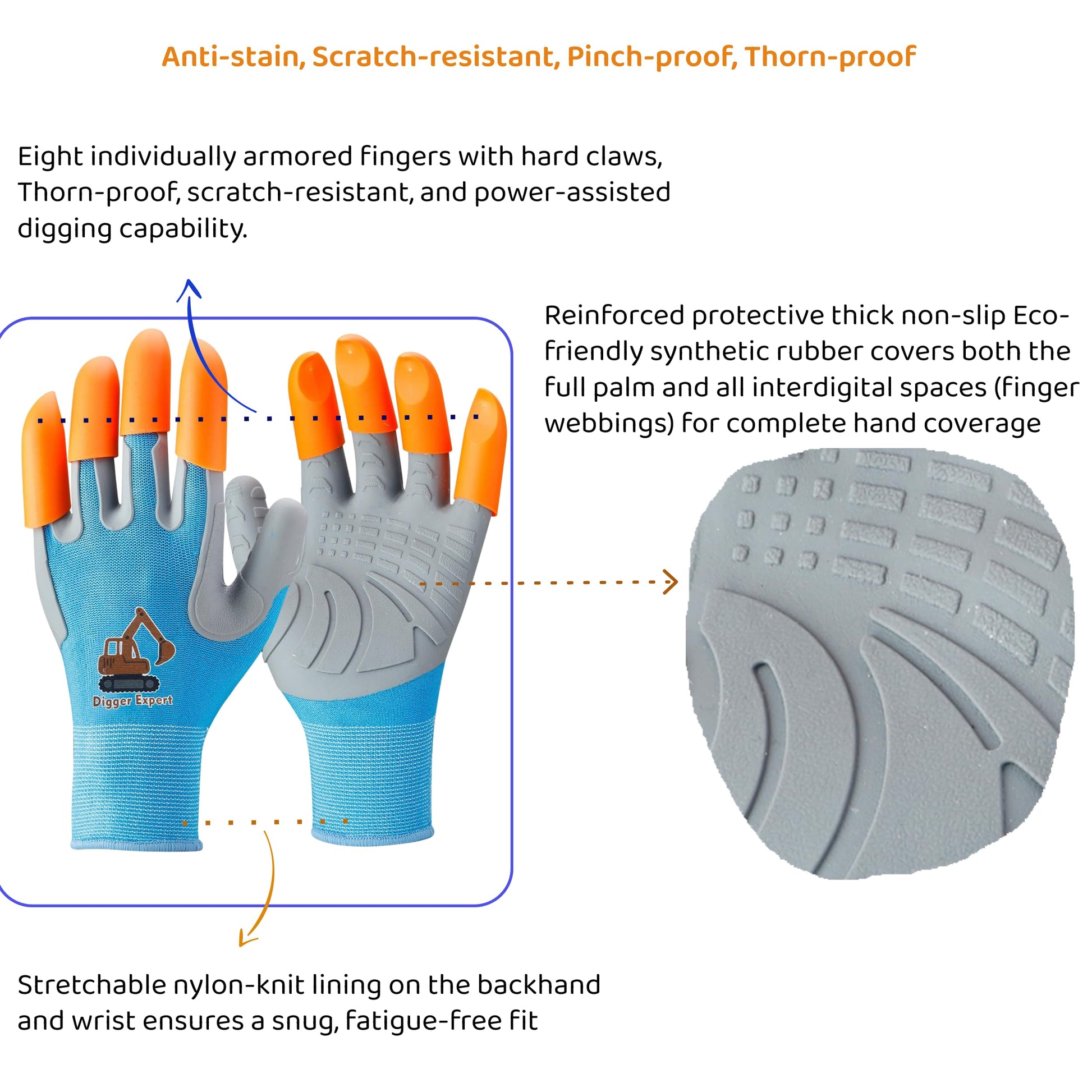 Maxtide Kids Claw Digging Gloves, Children Beach Playing Gardening Gloves for Children Ages 6-10, Outdoor Exploration Tool (Pattern1)