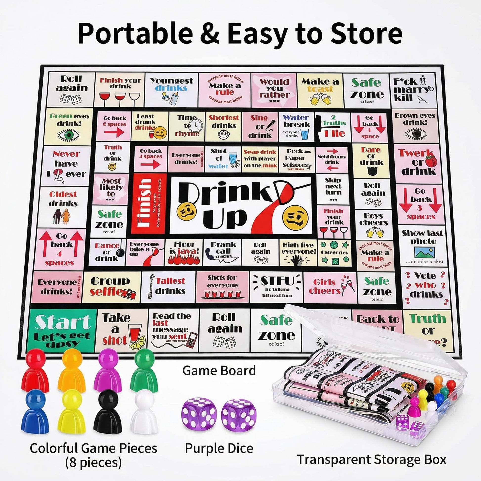 otkllbb Original Interactive Board Game, Funny Group Game with 8 Chess Pieces & 2 Dices for Family, Friends Game Nights, Holiday & Birthday Gatherings