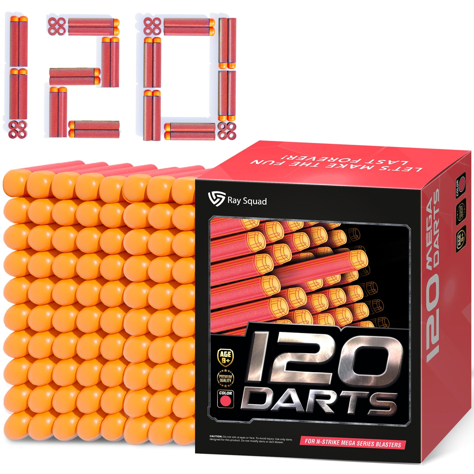 (120 Count) Ray Squad Nerf Mega Darts Pack - Universal Pack, Mega Dart Refill, Gun Darts, N-Strike Guns Compatible