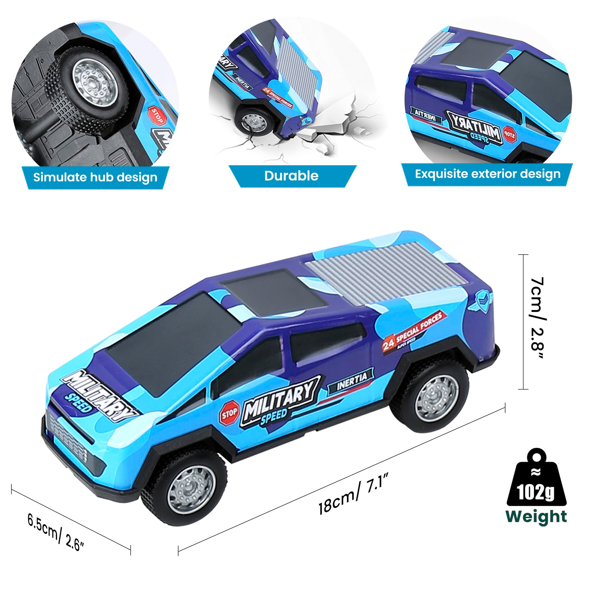 Qimicoocoo 3 Pack Monster Truck Kid Toys Set,Push and Go Friction Power Pull Back Wind up Race Cars, 3-5?4-7 for Boys and Girls Party Toy Gift