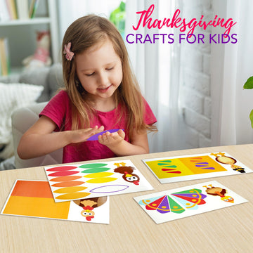 4E's Novelty Turkey Craft Kit, 4 Pcs Thanksgiving Crafts Kits for Kids, Thankful Turkey Activity Turkeys Arts and Crafts Friends Giving Kids Craft