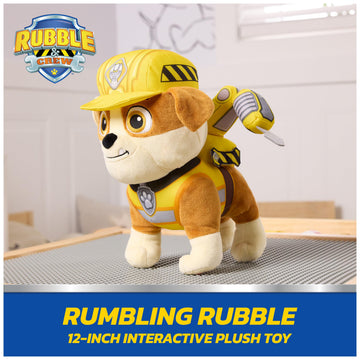 Rubble and Crew Rumbling Rubble Plush Toy, Interactive Sensory Toy, Dog Stuffed Animal, Kids Toys for Boys & Girls Ages 3 and Up, 12”