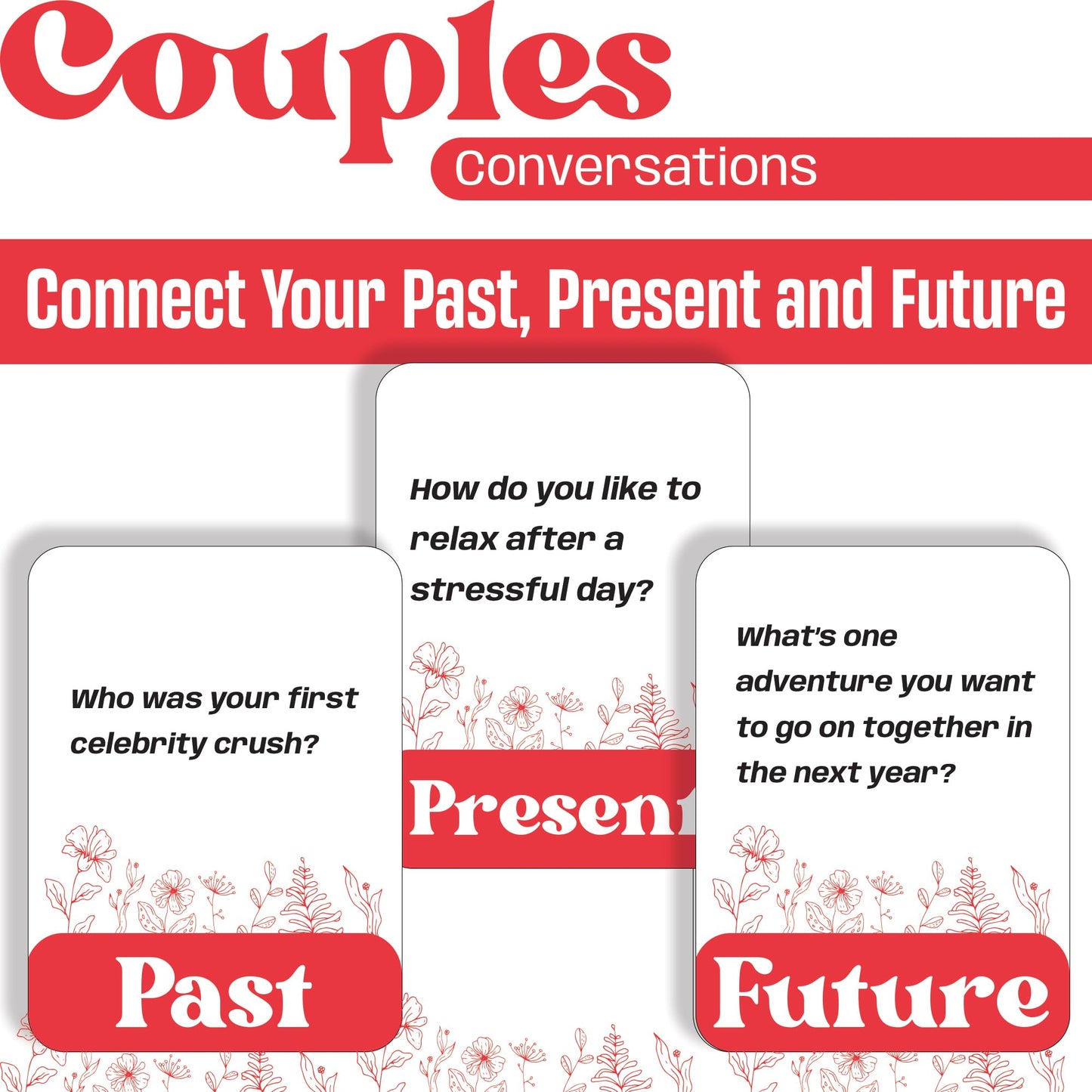 Couples Conversations Card Game - Stocking Stuffer for Boyfriend or Girlfriend | Questions About Past, Present, and Future