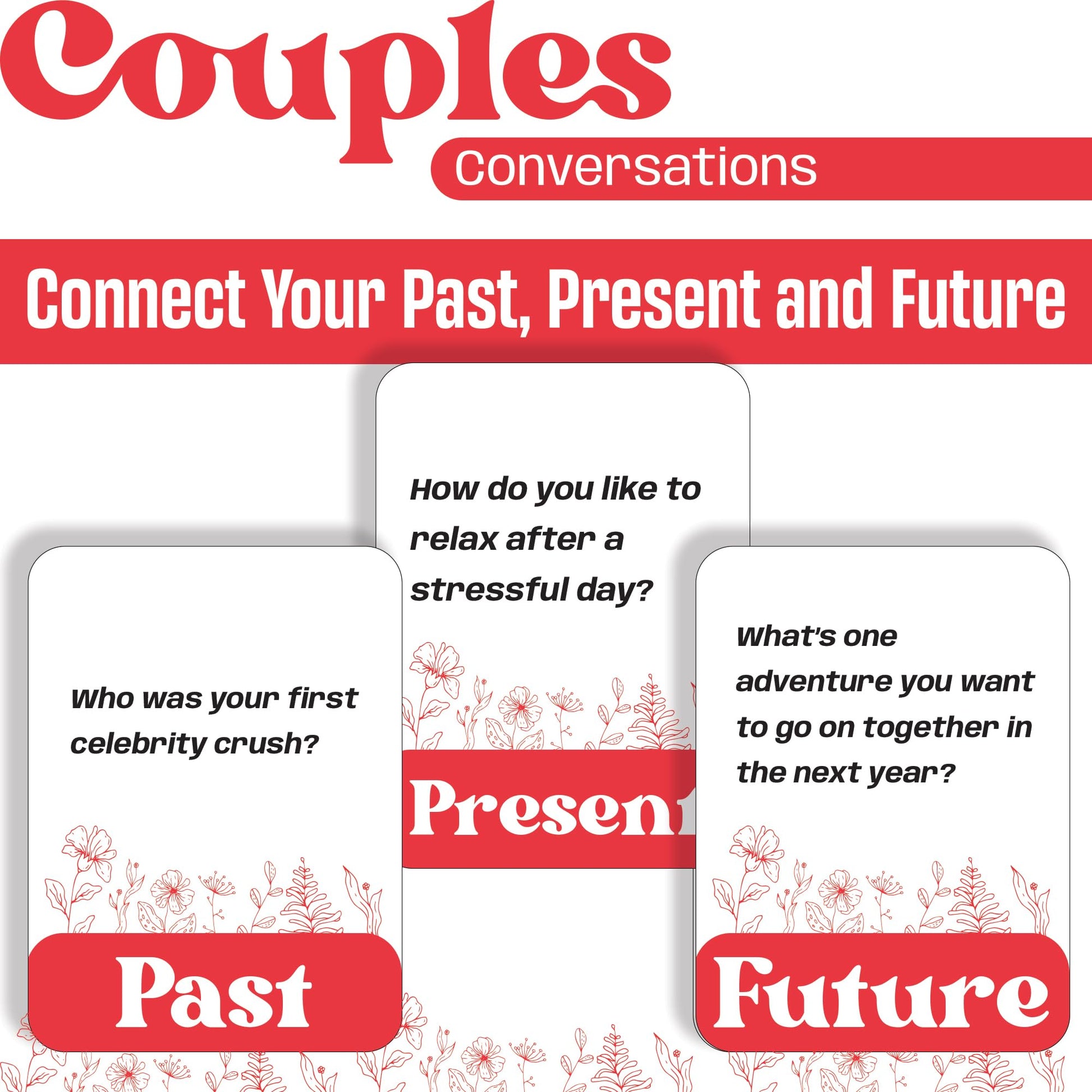 Couples Conversations Card Game - Stocking Stuffer for Boyfriend or Girlfriend | Questions About Past, Present, and Future