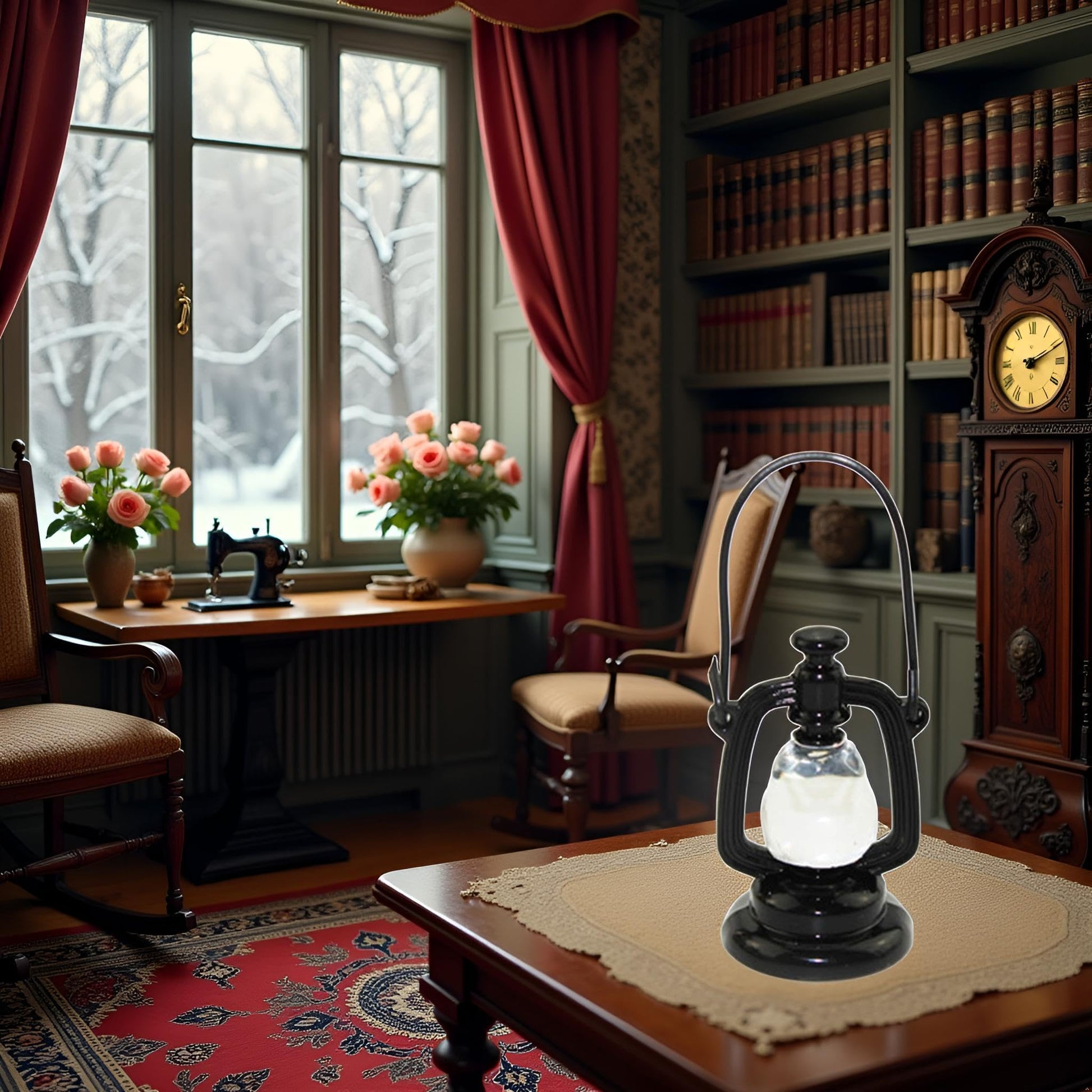 Black Decoration Accessories, 1:12 Dollhouse Miniature Scene Model Hurricane Lantern Play, Accessories (23 x 43 mm),Decorations,This Product is not