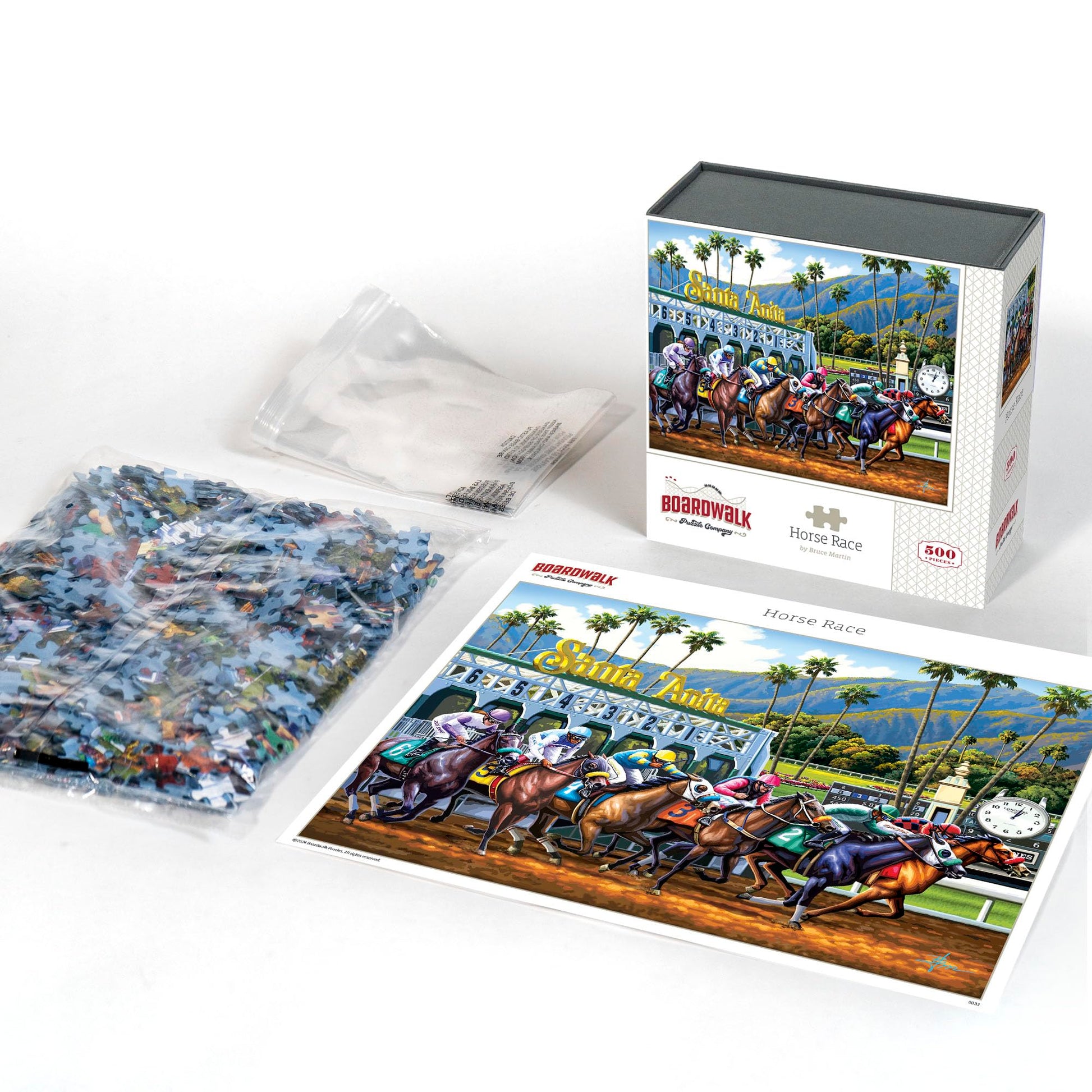 Boardwalk Horse Race 500 Piece Jigsaw Puzzle Country Western California Puzzles with Premium Box, Gift for Adults and Family 16"x20"