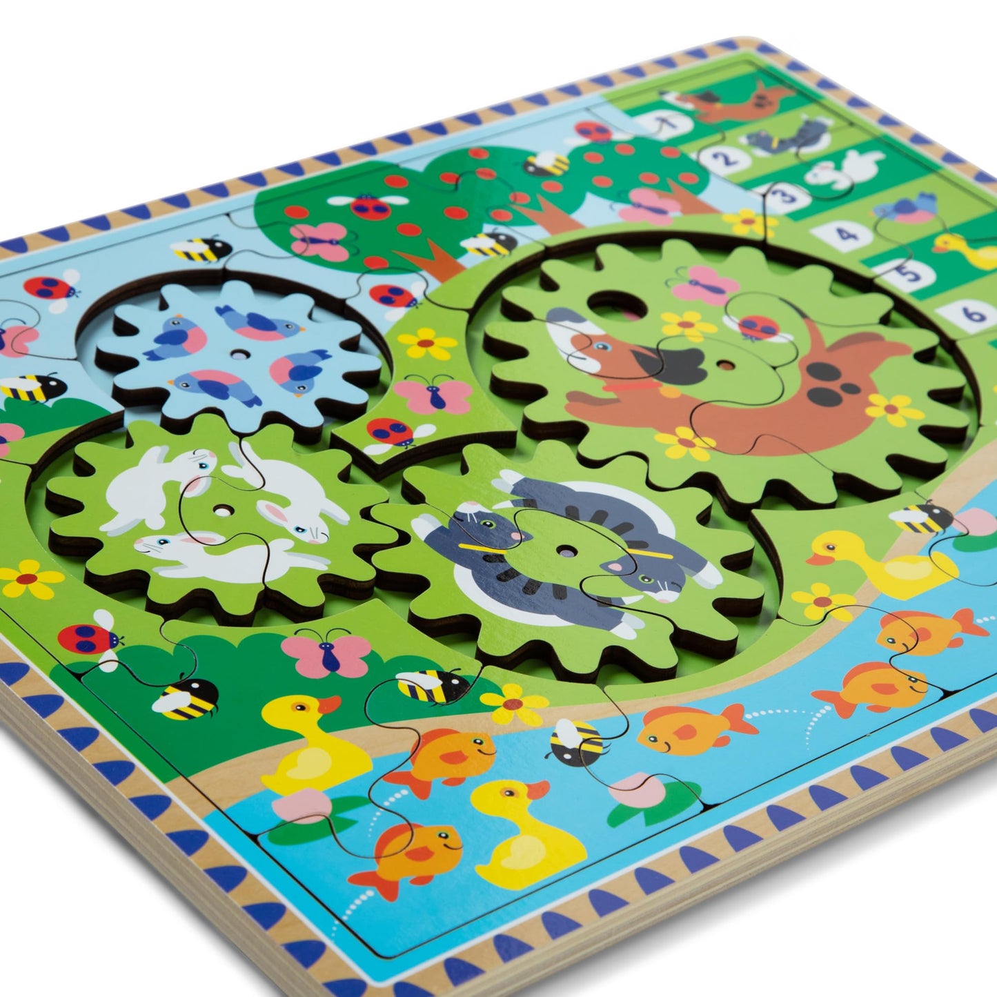 Melissa & Doug Wooden Animal Chase Jigsaw Spinning Gear Puzzle - 24 Pieces Wooden Puzzle for Toddlers and Preschoolers, for Boys and Girls Ages 3+