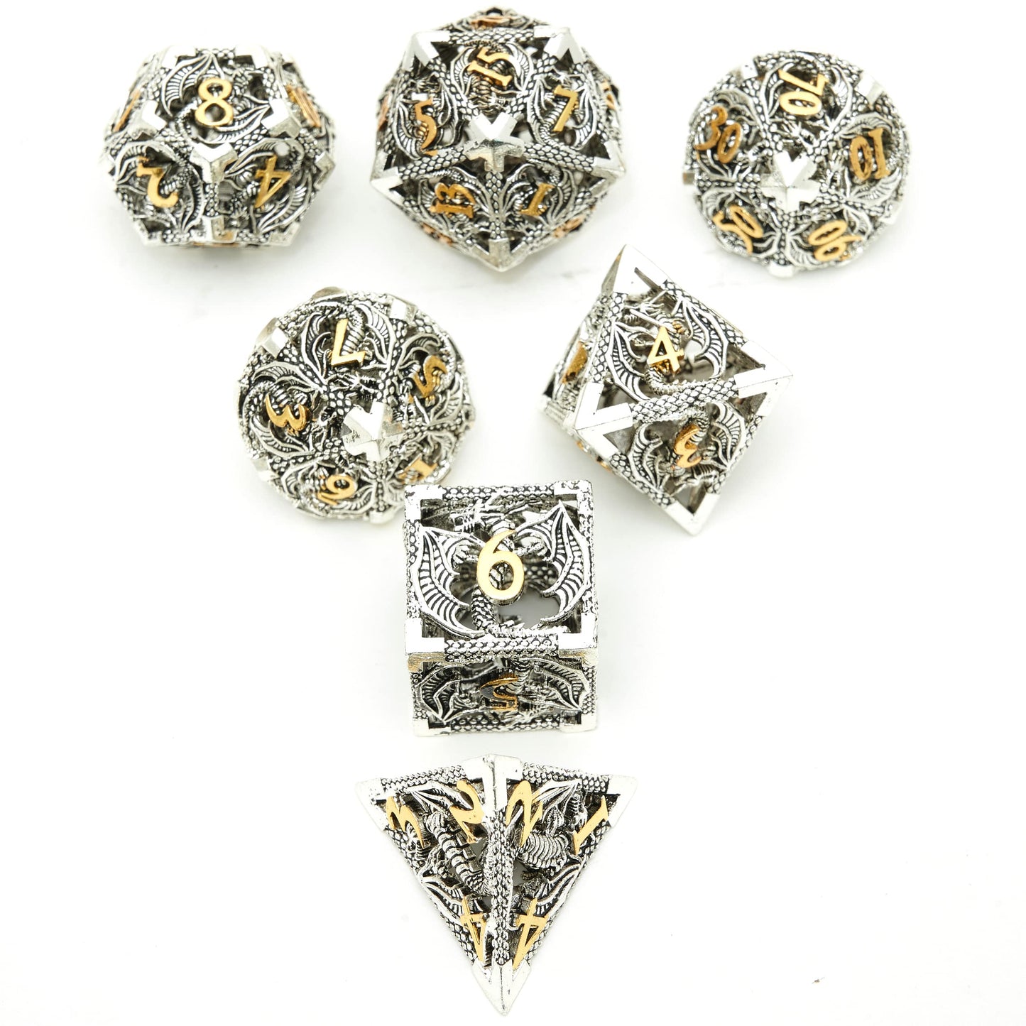 DND Dice Set Metal Dice Dungeons and Dragons Dice Gift Polyhedral Dice Set Role Playing Dice D20 Hollow Polyhedral Dice Set for Dungeons and Dragons