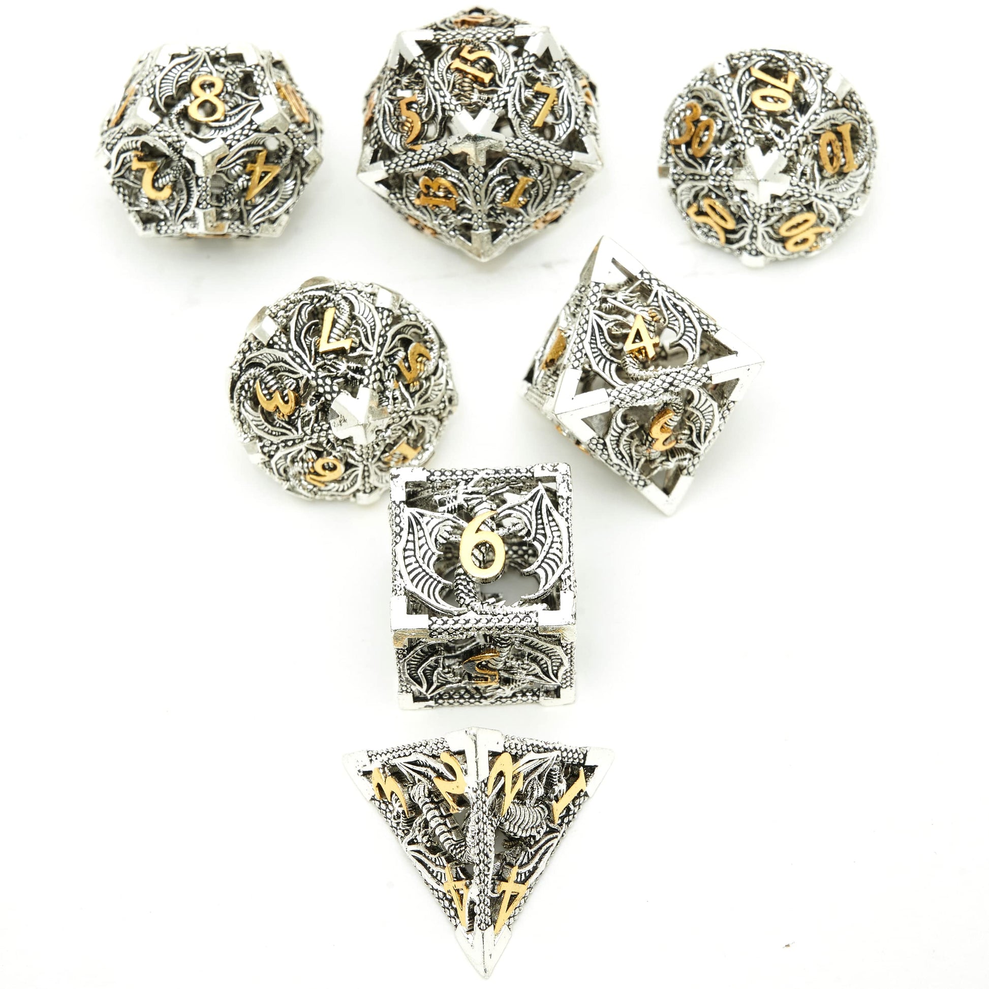 DND Dice Set Metal Dice Dungeons and Dragons Dice Gift Polyhedral Dice Set Role Playing Dice D20 Hollow Polyhedral Dice Set for Dungeons and Dragons