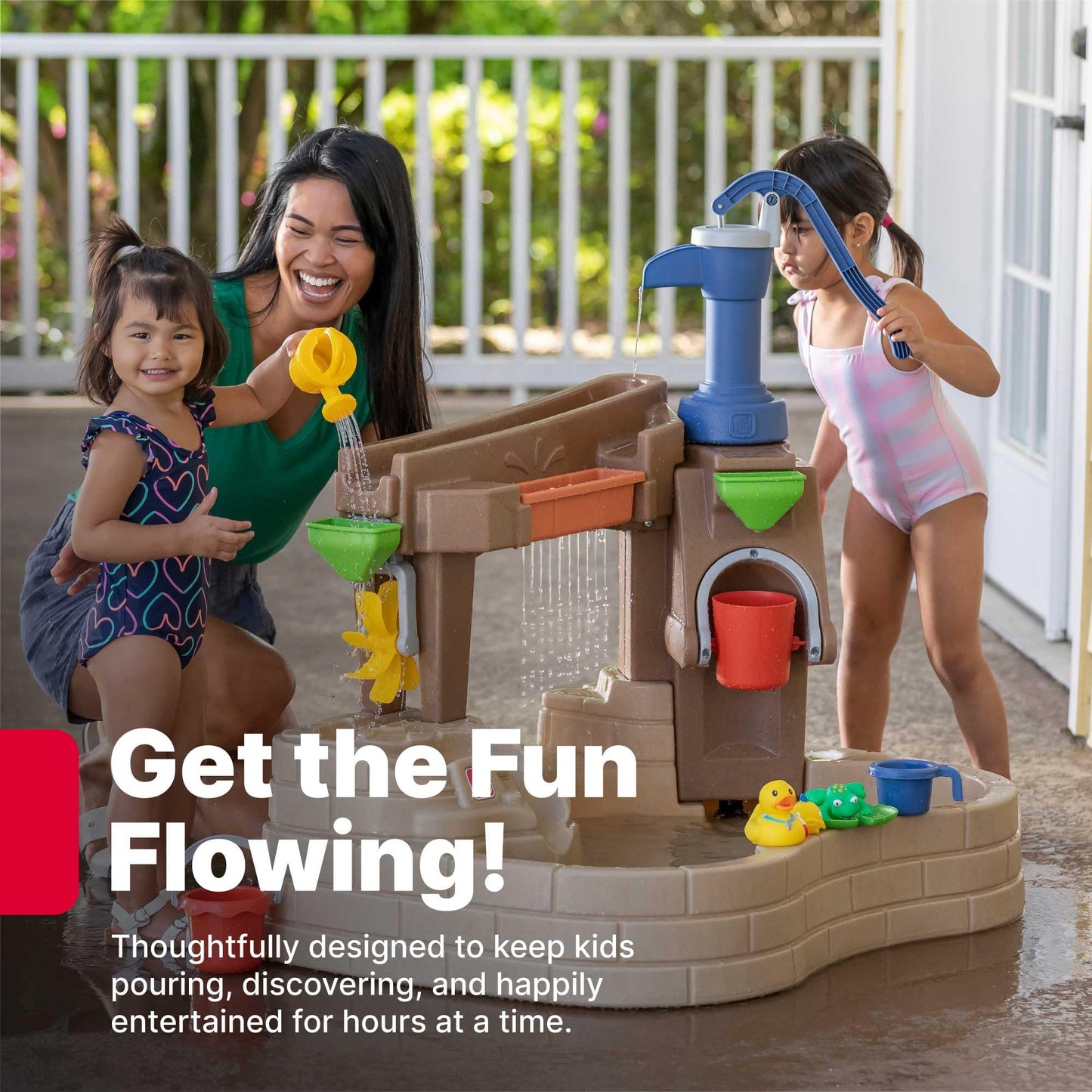 Step 2 Pump & Splash Discovery Pond Water Table, Kids Water Sensory Activity Pool, Summer Outdoor Toys, 10 Piece Toy Accessories, For Toddlers 2+