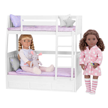 Our Generation Good Night, Sleep Tight Outfit - Bedtime Essentials Outfit with Heart Print Robe for 18-inch Dolls - 10 Piece Sleepover Clothing and