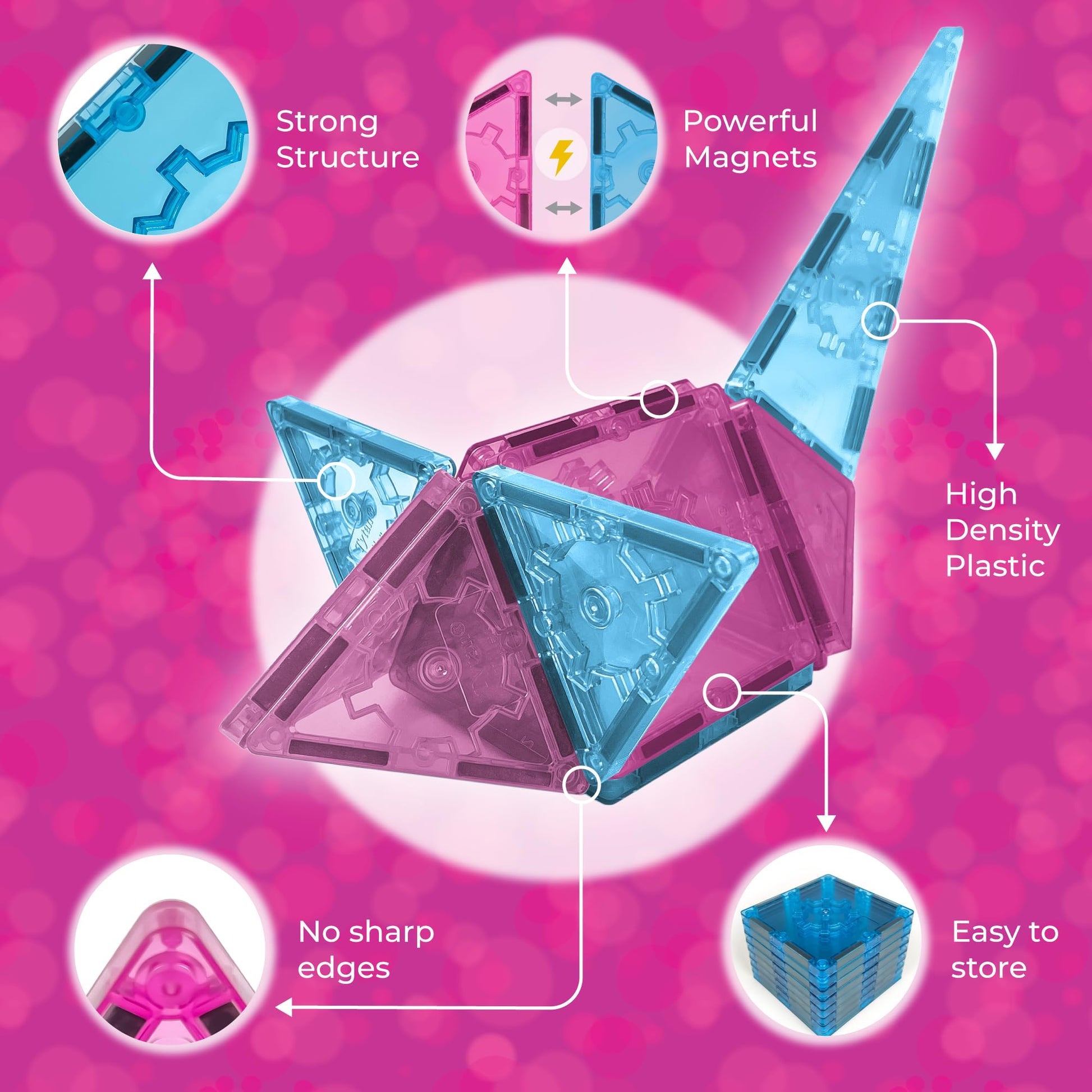 Tytan Official Disney Princess Magnetic Tile Castle - 70-Piece STEAM Toy with Vibrant Tiles, Reusable Disney Princess Stickers, Dry-Erase Decals