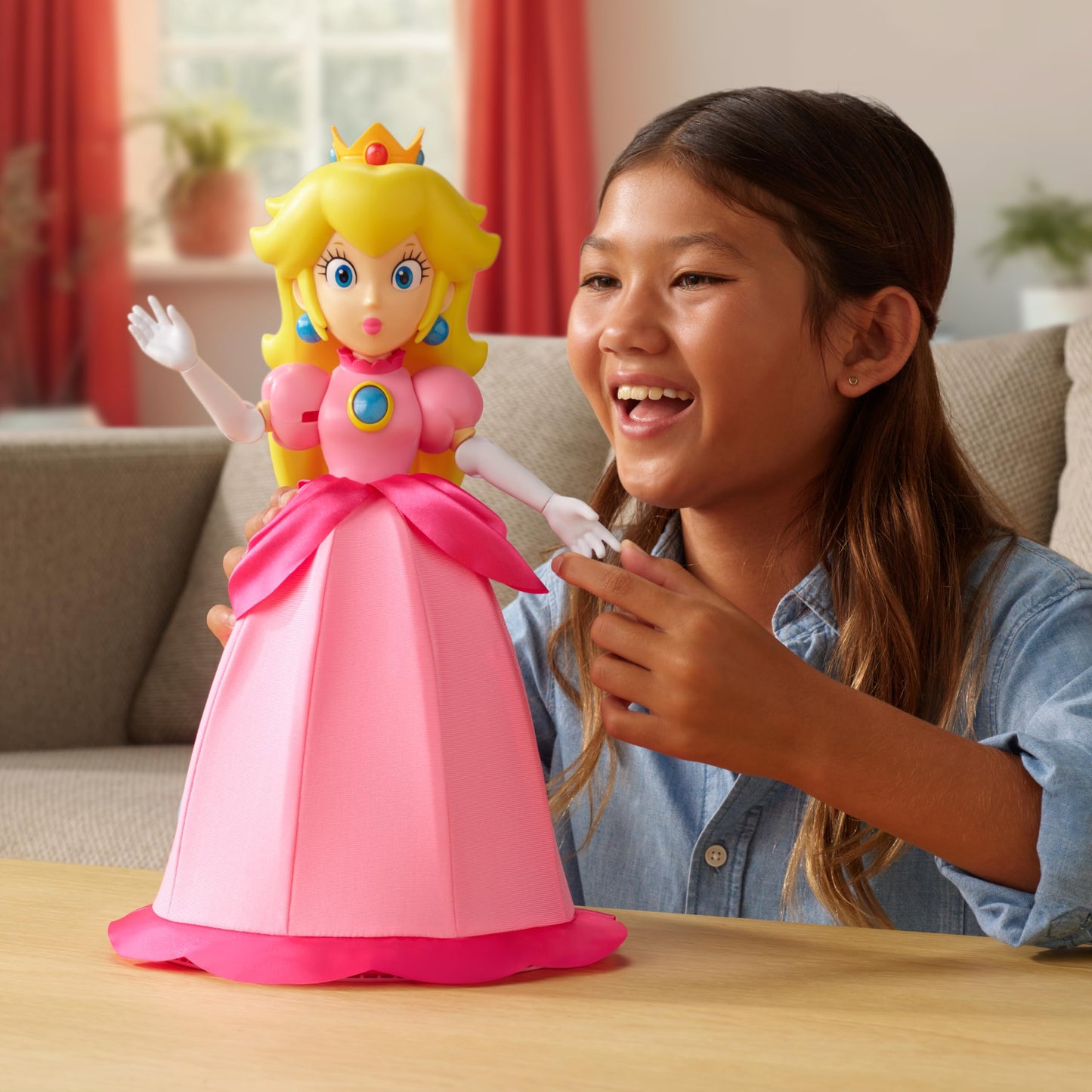 Super Mario Yours Truly, Princess Peach Collectible Action Figure Doll Stands Approximately 12 Inches TalI, with 6 Points of Articulation, 25+ Video