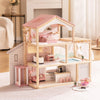 ROBUD Doll House, Wooden Dollhouse with 6 Rooms, 29-pcs Furniture Set, Working Elevator, Garage, Swimming Pool, Ideal Gift for Kids Ages 3+ (Pink)