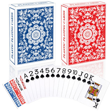 Metsyth Plastic Playing Cards Waterproof Cards Poker Card 2 Pack Playing Card Large Print for Adults Seniors, Deck of Card Set Poker Cards for Beach