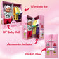 Soft Body Baby Doll with Accessories & 4 Sets of Animal Outfits, Realistic Baby Doll with Clothes & Toys, 14 Inch Doll Play Set Wardrobe Closet, Baby