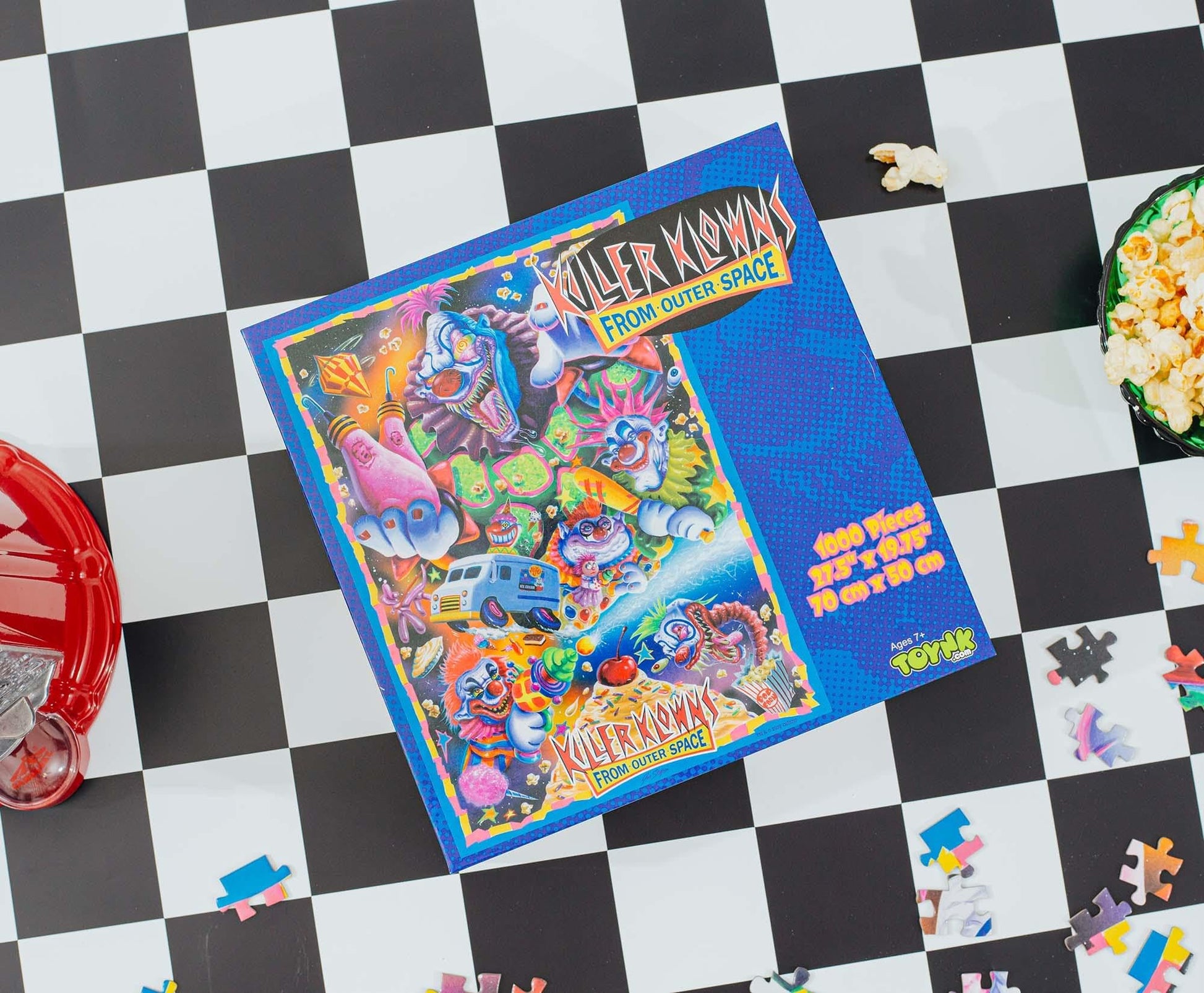 Killer Klowns from Outer Space Illustrated Kollage 1000-Piece Jigsaw Puzzle | Fun Brain Teaser, Toys & Games | 28 x 20 Inches