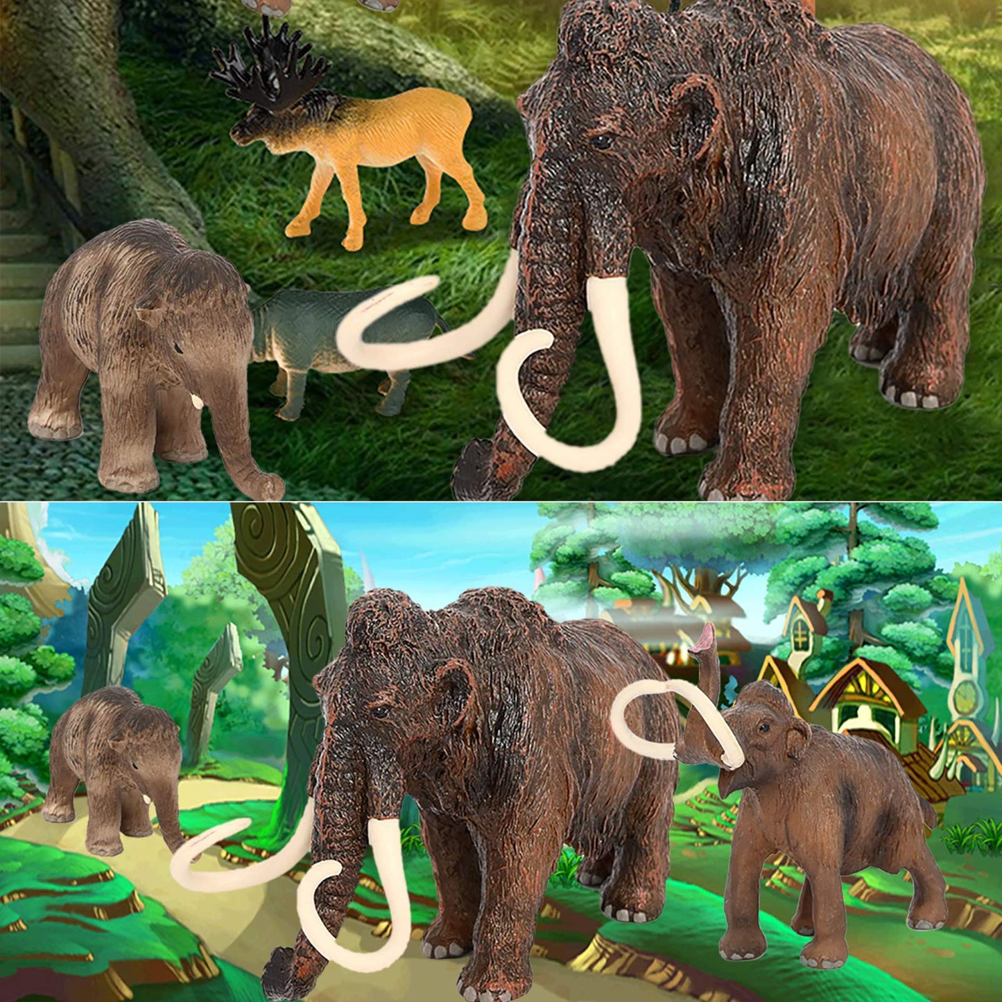 Vankcp 3PCS Figurines Mammoth Family Toy,Realistic Ancient Elephant Figurines Model, Cake Toppers Playset Eduactional Toys Party Playset Toys Ideal