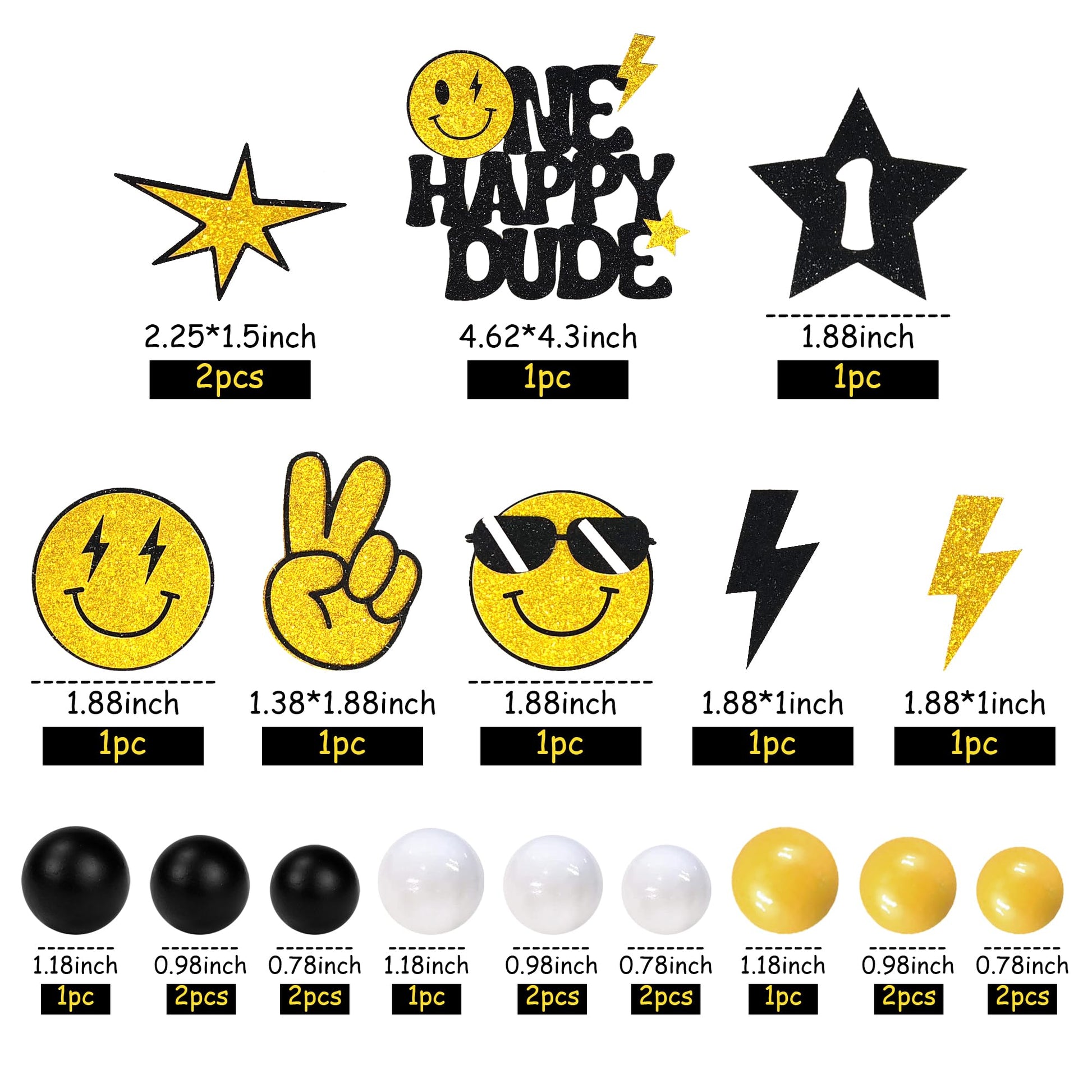 24 PCS One Happy Dude Cake Toppers Face 1st Birthday Cake Decorations Hippie Cupcake Toppers for Wedding Gender Reveal Supplies (style 1)