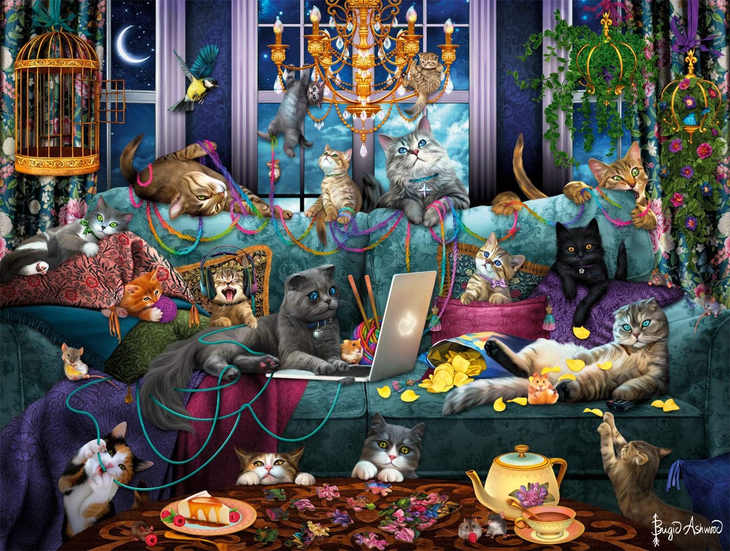 Buffalo Games - Brigid Ashwood - Quarantine Cats - 750 Piece Jigsaw Puzzle For Adults -Challenging Puzzle Perfect for Game Nights - Finished Size is