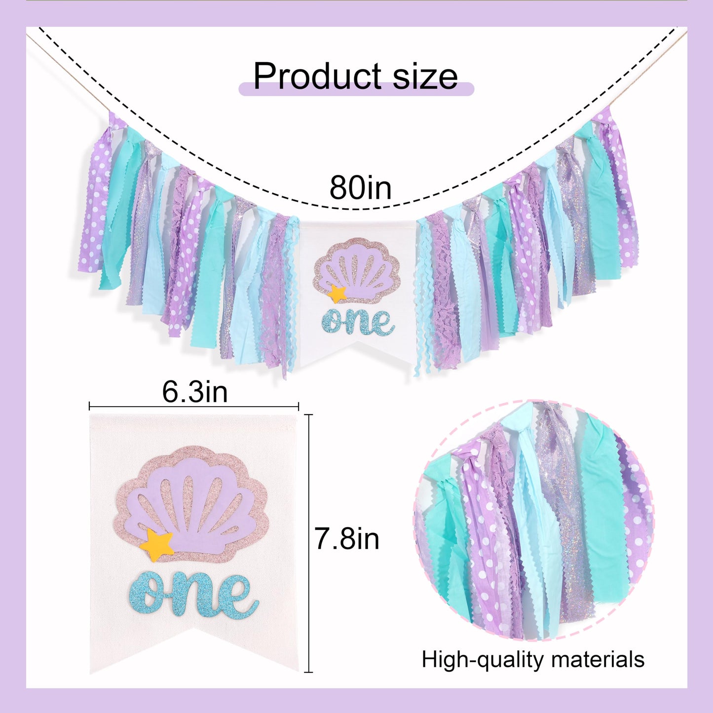 Mermaid One Year High Chair Banner - Under The Sea 1st Birthday Party Decorations, First Party Banner, Ocean Themed Highchair Garland, Under The Sea