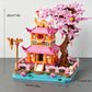Japanese Cherry Blossom Tree Building Set for Adults, House Architecture Model Kit with Pink Sakura Flowers, Creative Bonsai Decor for Home Office