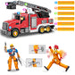 i DIY Fire Truck Toy with Sound & Light - 2pcs Firefighter & Water Sprinkler with Water Tank - Friction Powered Toy for Toddlers 3-5