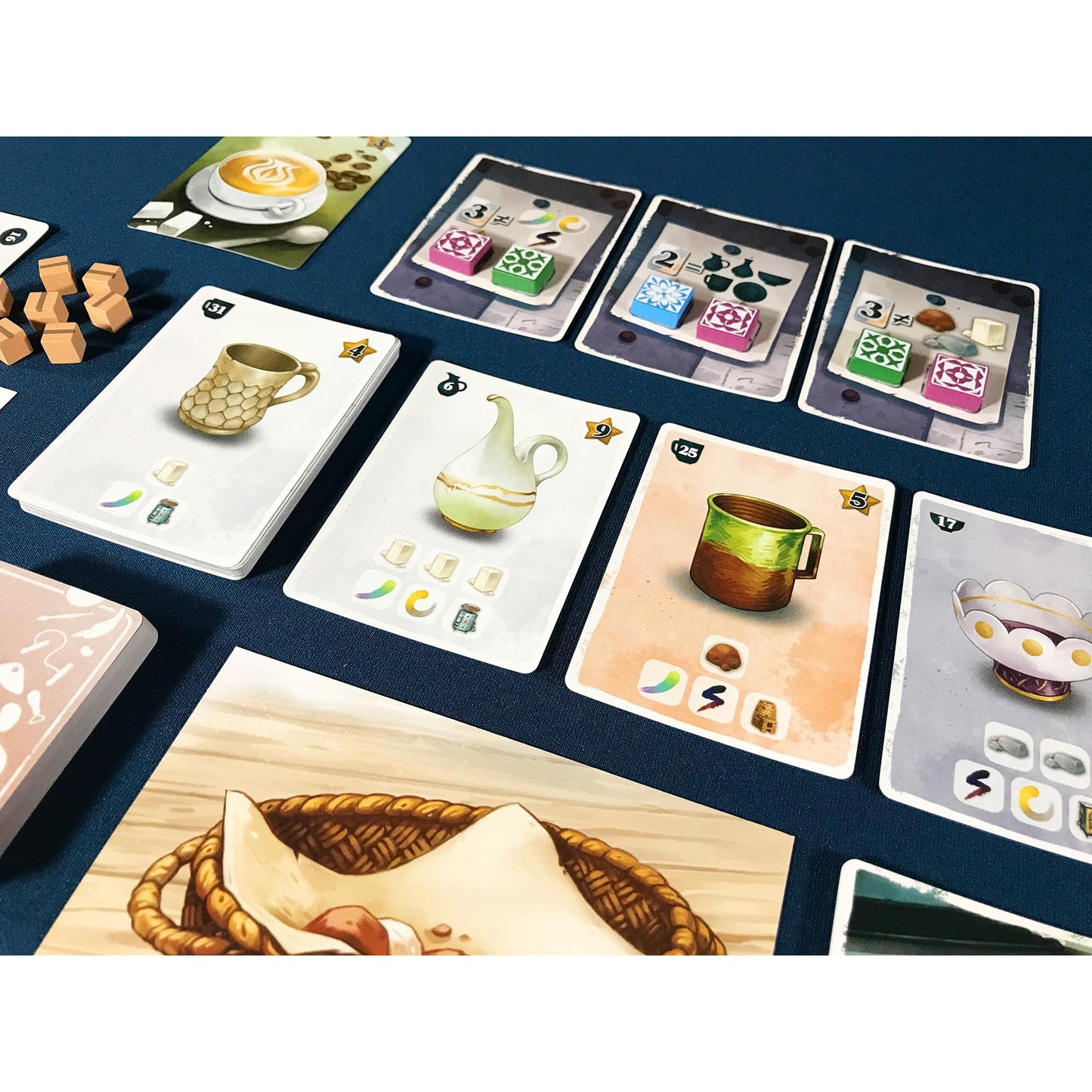 Pencil First Games: Sunrise at The Studio - Pottery Set Collection & Drafting Board Game, Cozy Small Box, Solo Mode, Ages 14+, 1-4 Players, 20 Min