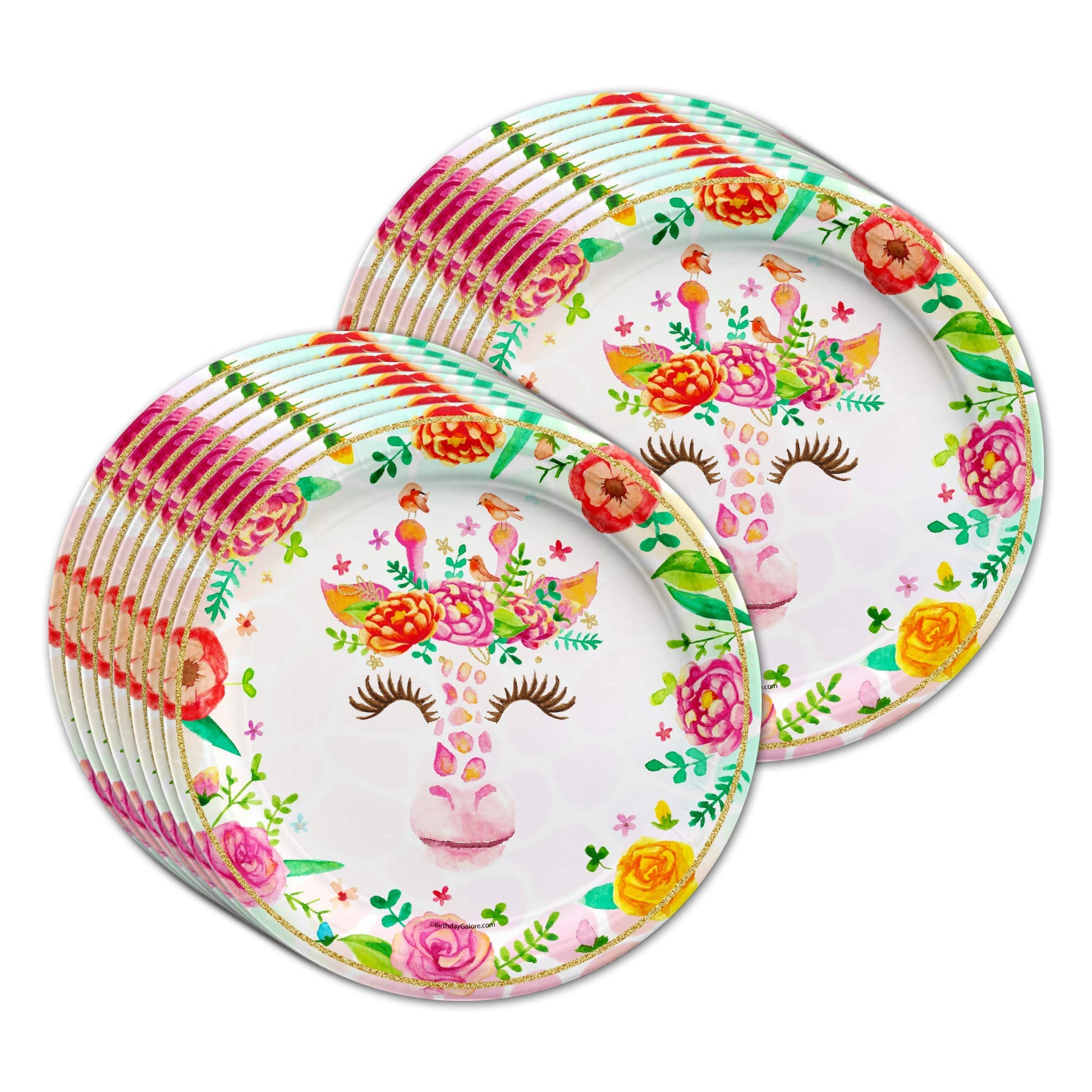 Giraffe Floral Birthday Party Supplies - Giraffe Party Supplies - Zoo Animal Party Supplies - Safari Animal Party Supplies | Tableware Set Includes