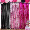 Pink and Black Birthday Decorations - 3 Pack of 3.2x8.2ft Dark Light Pink Fuchsia Tinsel Fringe Backdrop Streamers Curtains for Women Birthday