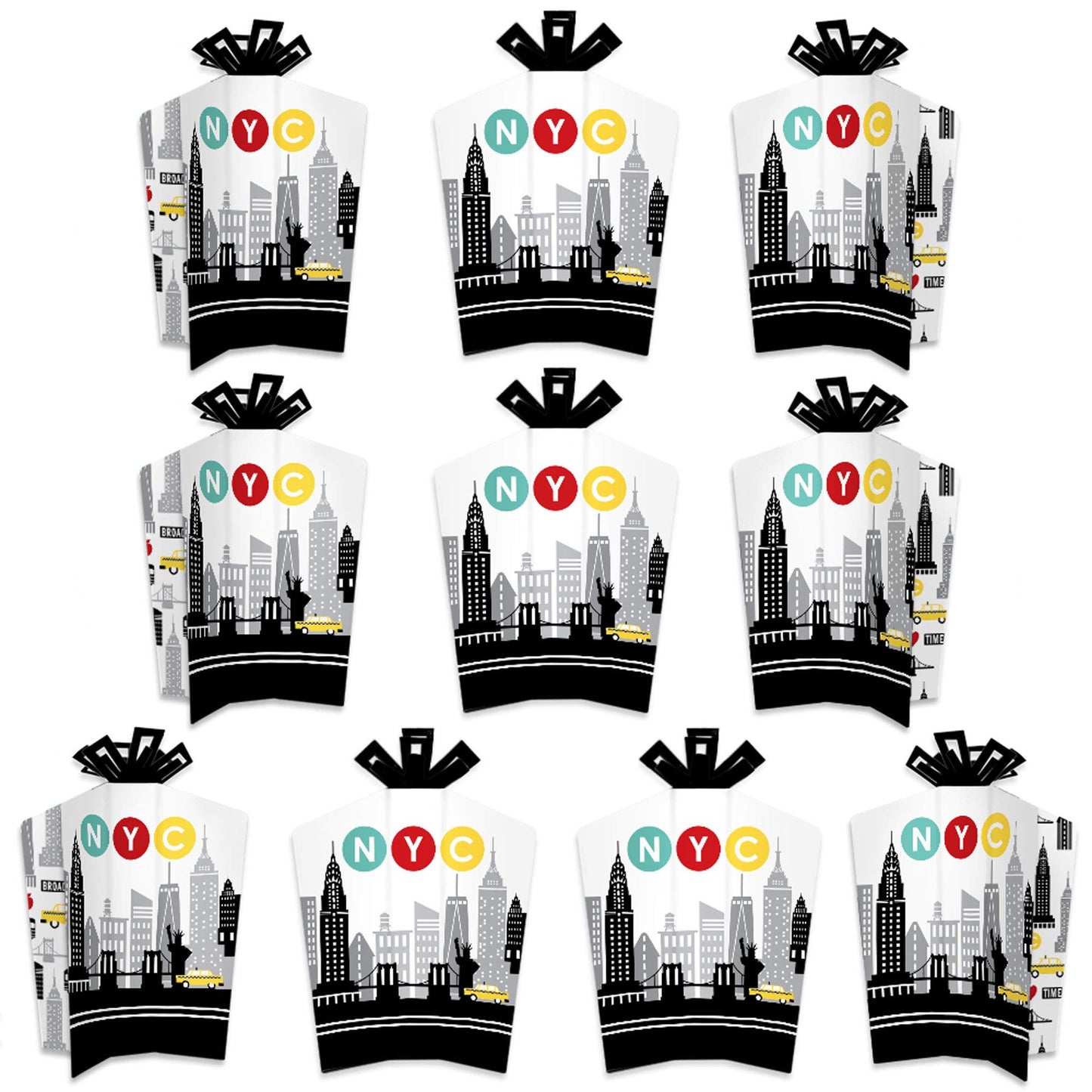 Big Dot of Happiness NYC Cityscape - Table Decorations - New York City Party Fold and Flare Centerpieces - 10 Count