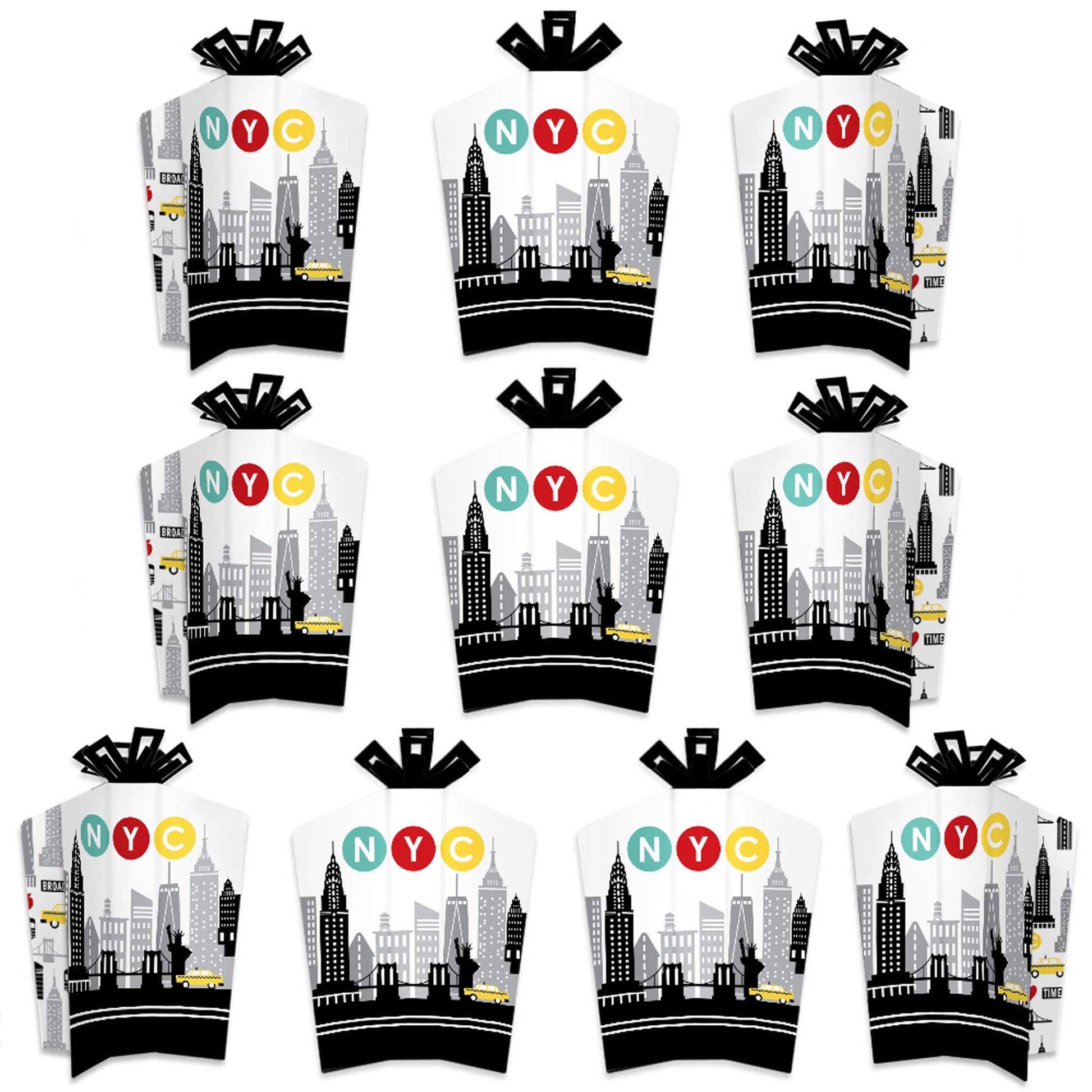 Big Dot of Happiness NYC Cityscape - Table Decorations - New York City Party Fold and Flare Centerpieces - 10 Count