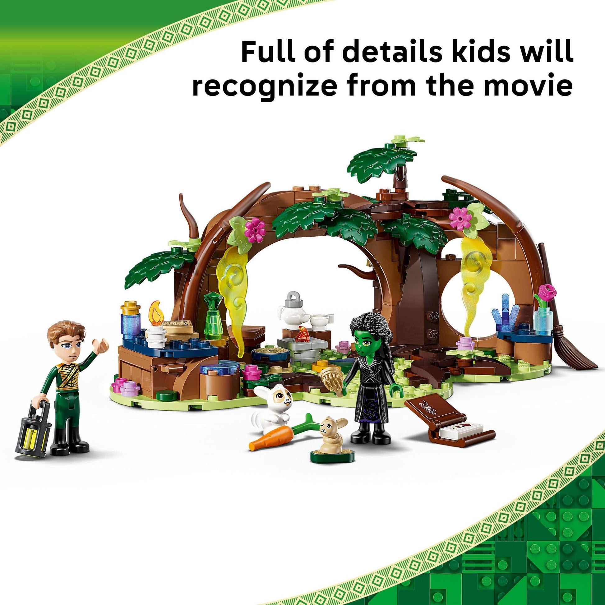 LEGO Wicked Elphaba’s Retreat Building Toy - Elphaba & Fiyero Toy Figures and Playset with Forest Friends - Pretend Play Building Blocks for Kids