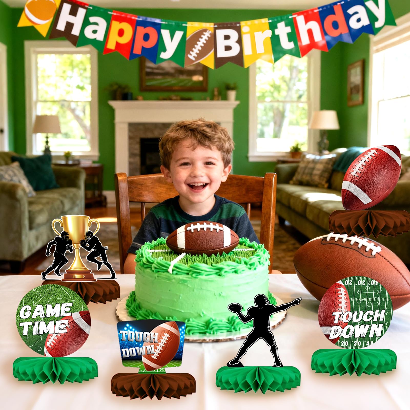 Football Party Table Decorations | Football Birthday Honeycomb Centerpieces Table Toppers | Game Day Party Table Decor Centerpiece Ornaments Supplies