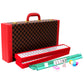 American Mahjong Set 166 Tiles, Complete Mahjong Game Kit with Portable Leather Suitcase, 4 Racks, 2 Storage Trays, Dice, Wind Indicator, Chips, Full