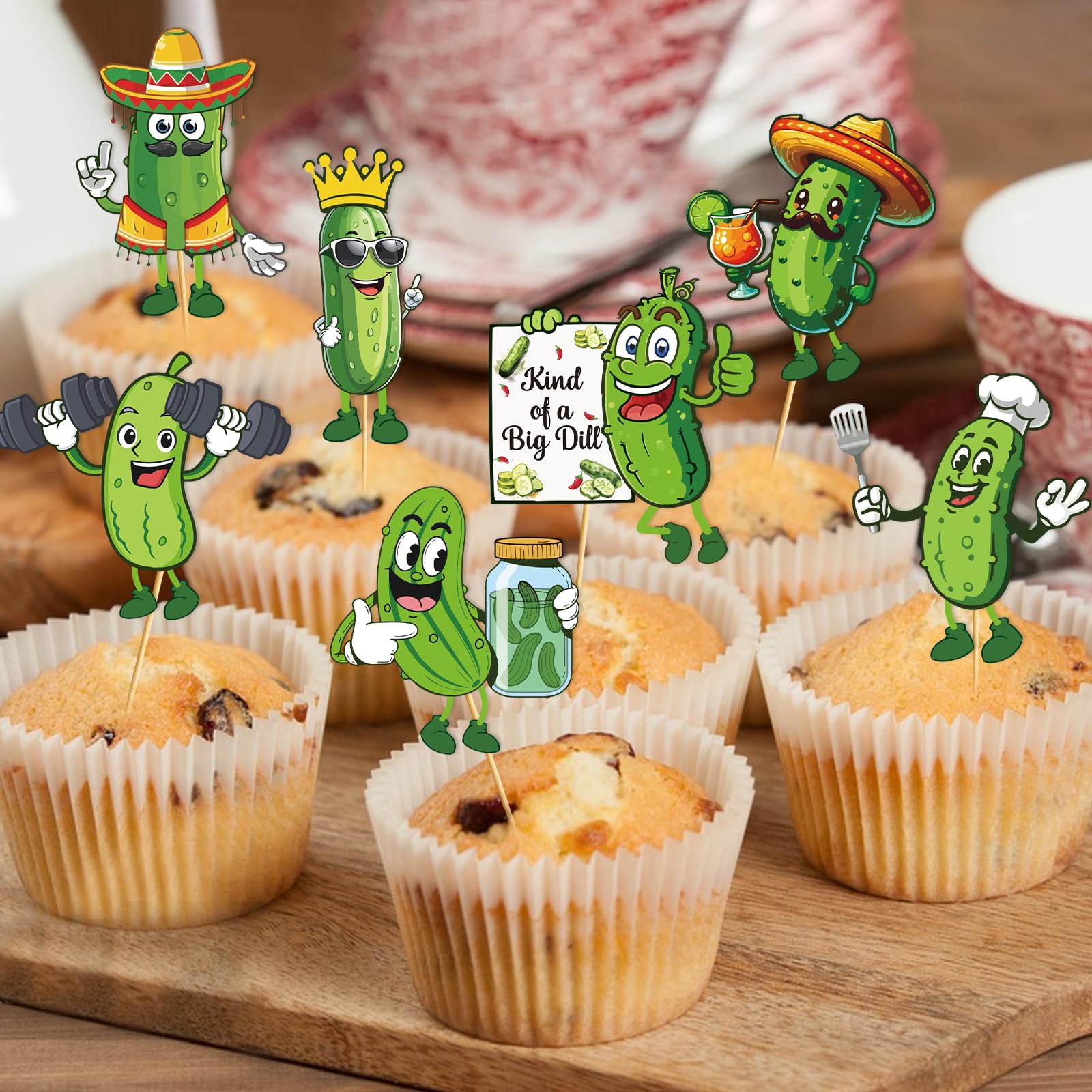Pickle Birthday Party Decorations: 36Pcs Pickle Cupcake Toppers Pickle Birthday Cake Decorations Cute Cartoon Kind Of A Big Dill Cucumber Pickle
