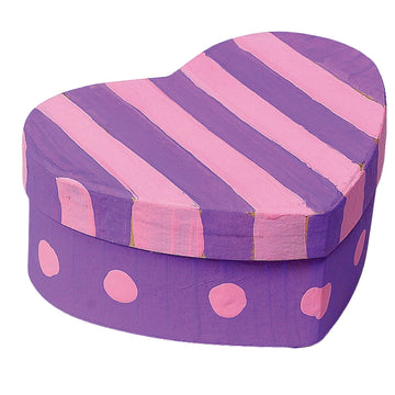 Fun Express Heart Shaped Box DIY Cardboard Boxes Assortment 12 Pack - Decorative with Lids for Valentine Craft Projects | Small Heart Boxes Round Box