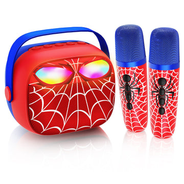 Mini Karaoke Machine for Kids Ages 3-12: Portable Bluetooth Speaker with 2 Wireless Microphone, LED Light Show for Kids 3 4 5 6 7 8 9 10 Year Old Boys