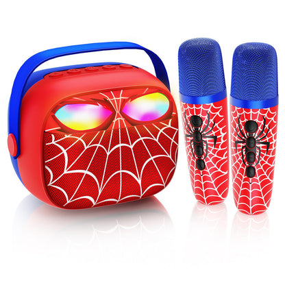 Mini Karaoke Machine for Kids Ages 3-12: Portable Bluetooth Speaker with 2 Wireless Microphone, LED Light Show for Kids 3 4 5 6 7 8 9 10 Year Old Boys