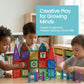 Playmags Magnetic Tiles for Kids 150-Piece Set, STEM Educational Building Blocks Toys for Kids, Includes Click-in ABC Learning Tiles, Gift for Boys