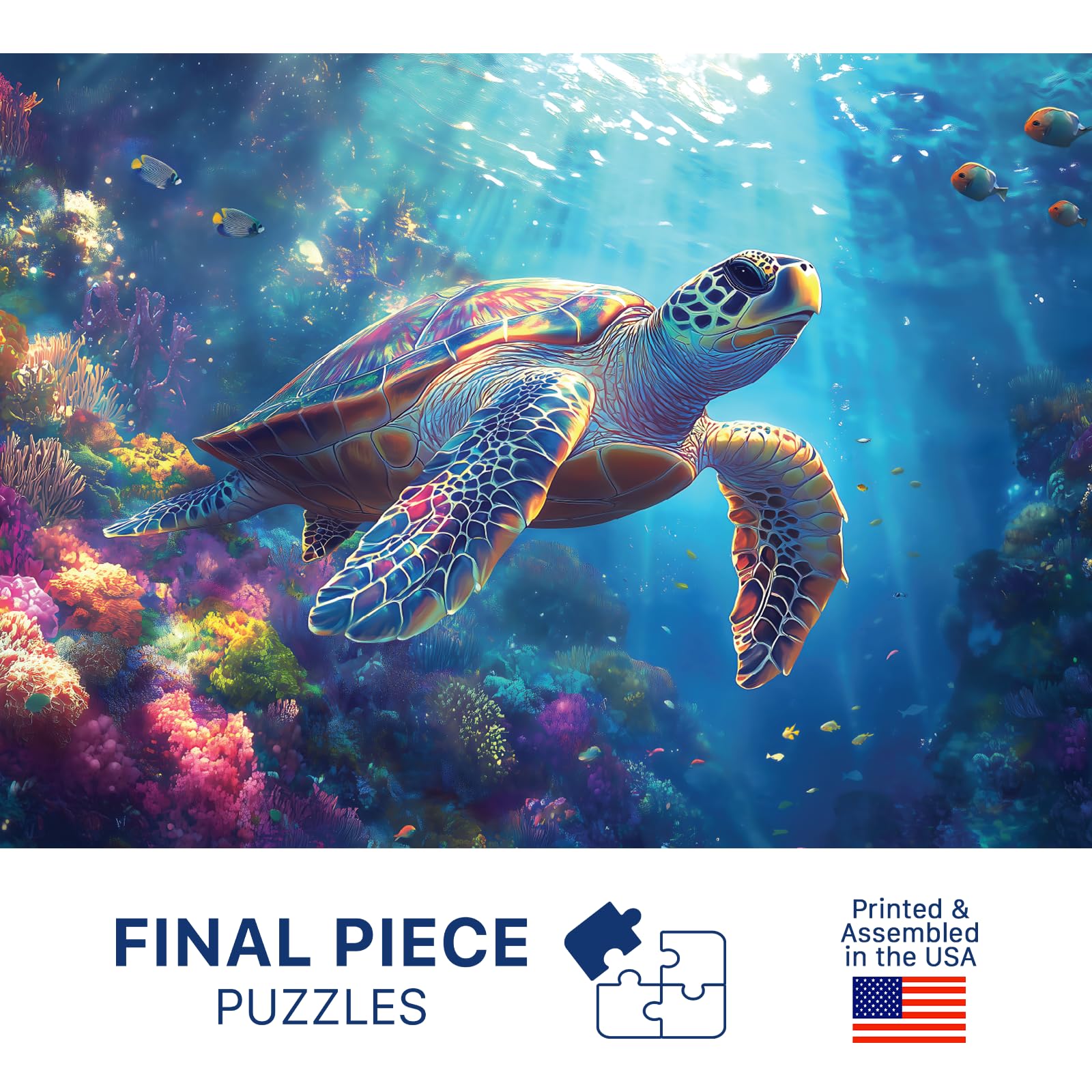 Sea Turtle (#3) - 1000 Piece Jigsaw Puzzle for Adults | Premium European Blue Board | Satin Low-Glare Finish | Ribbon Cut | Bonus Poster |