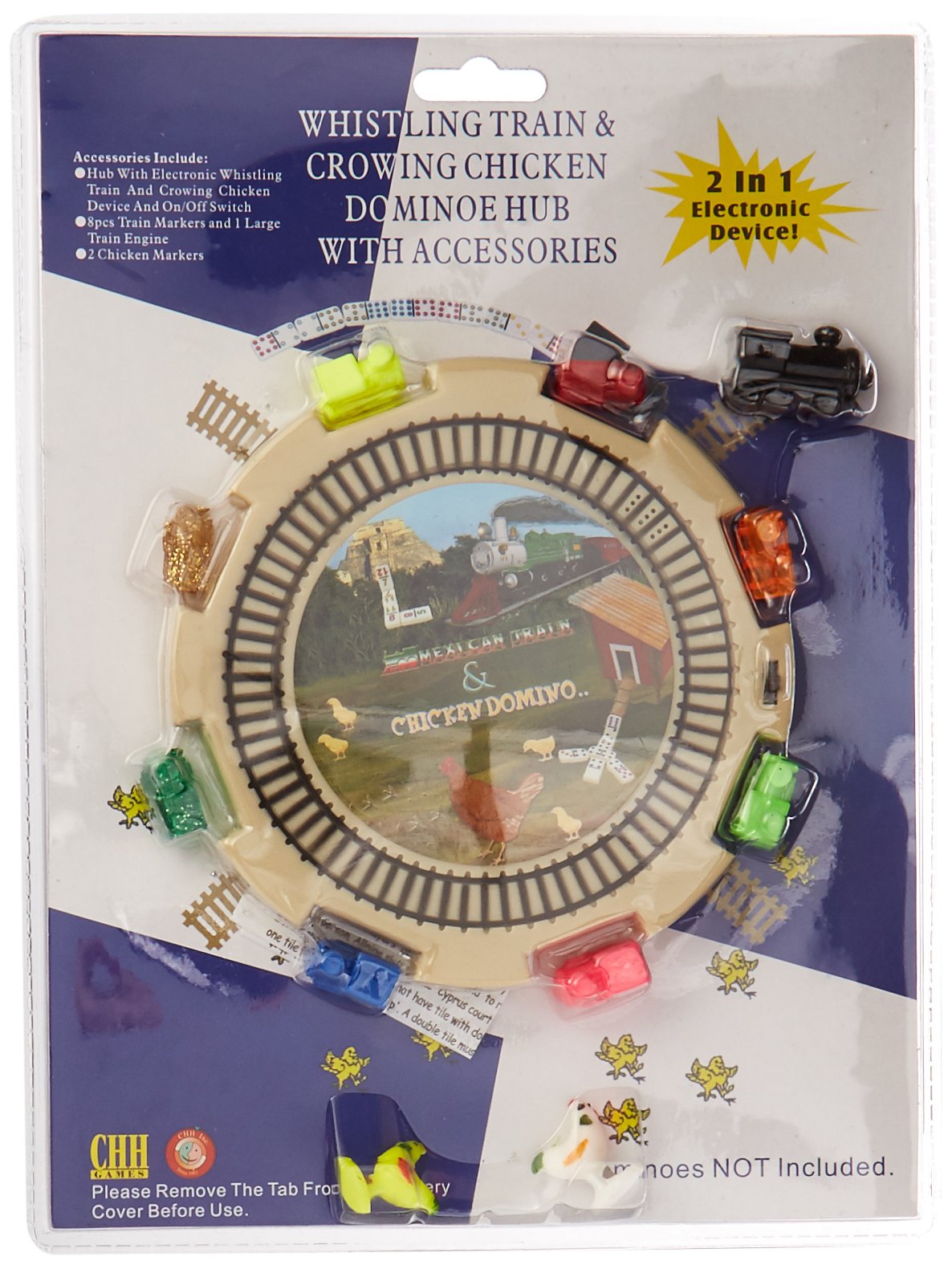 CHH 2 in 1 Domino Hub - Train and Chicken - Electronic Whistling Train and Crowing Chicken Sounds