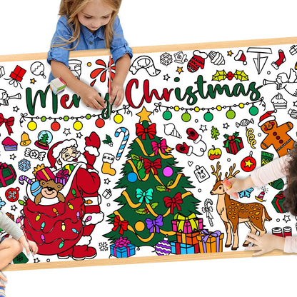 MYFEST Christmas Coloring Tablecloth 30x72 inches, Thick and Jumbo Christmas Coloring Poster for DIY Painting Activities or Developmental Games, Paper