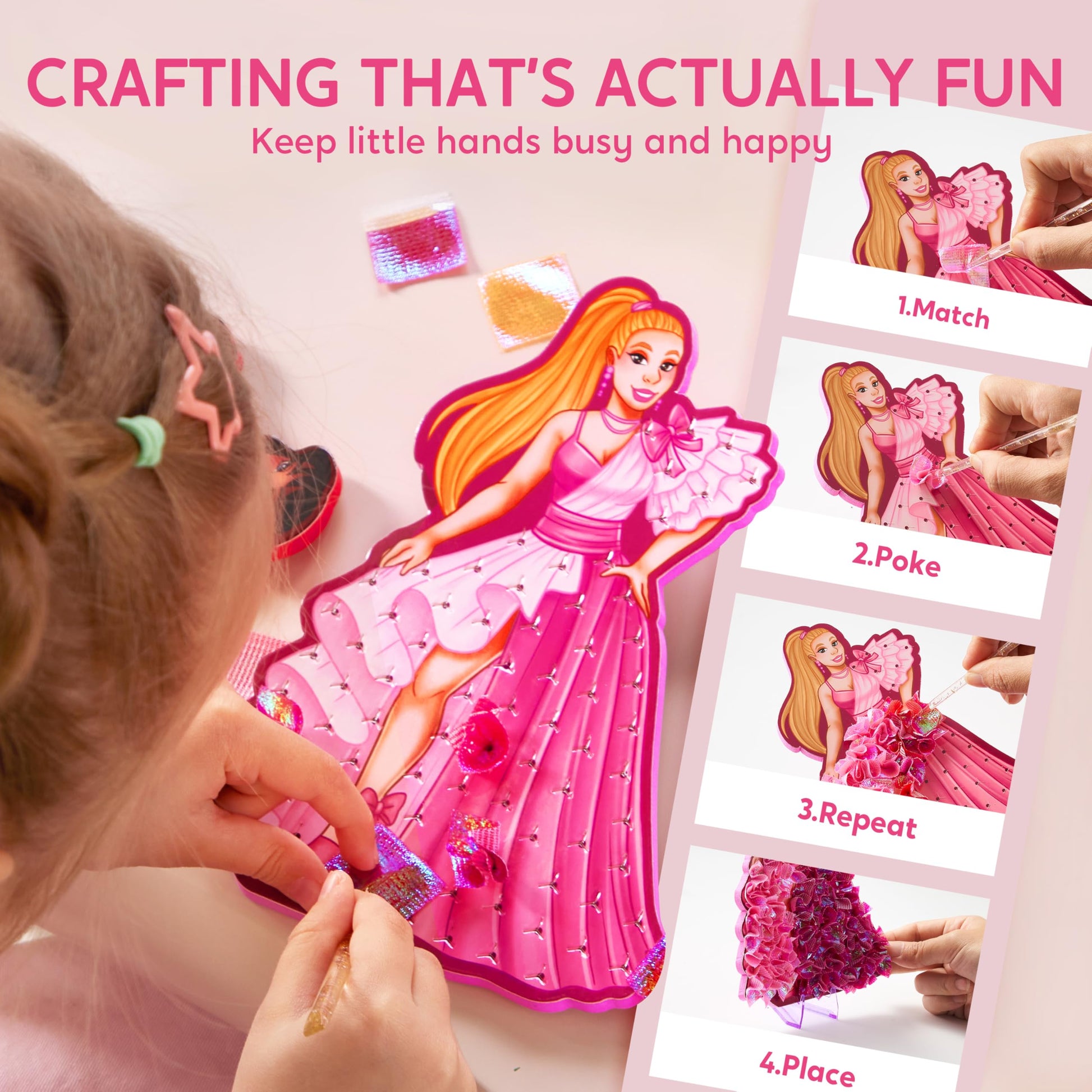 JOVA Klever Kits Poke in Fun Art Crafts for Kids Ages 4-8, Princess Dress-up, Art Activities, DIY Craft Kits, Birthday Gifts for Girls Ages 4 5 6 7 8+