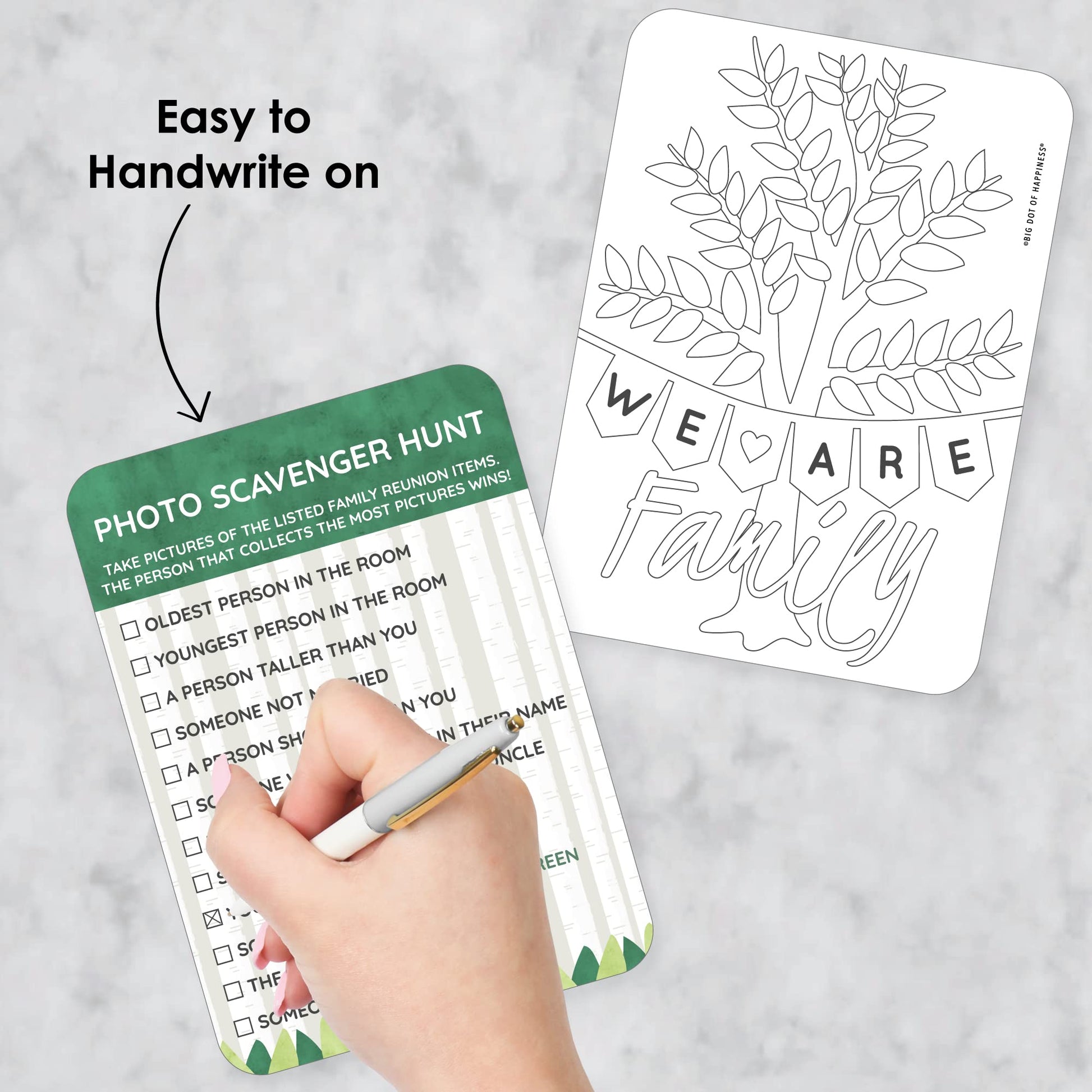 Big Dot of Happiness Family Tree Reunion - 2-in-1 Family Gathering Party Cards - Activity Duo Games - Set of 20